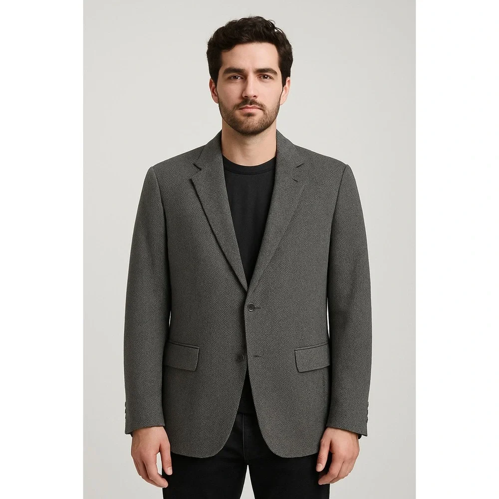 Michael Kors Blazer Men's Size‎ 42R Gray Herringbone Jacket EUC
